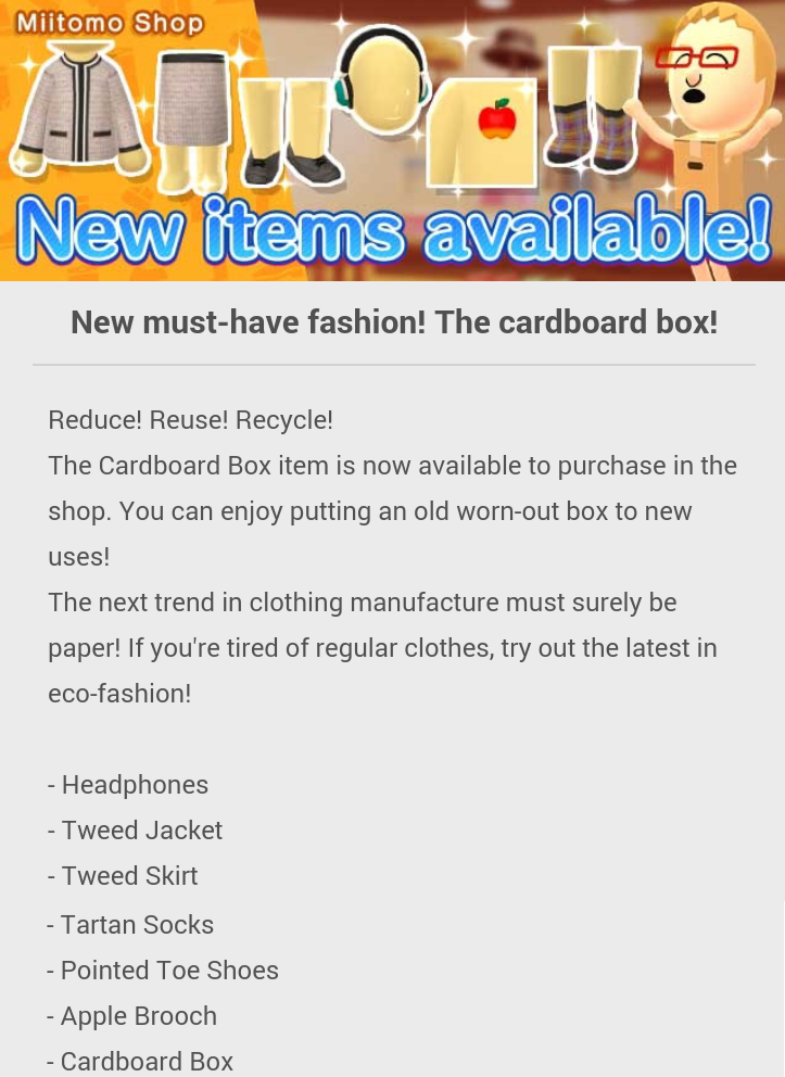 Miitomo eco-fashion