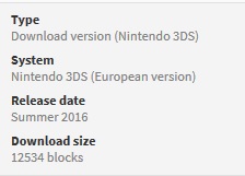 Monster Hunter Generations dimensioni della versione digitale