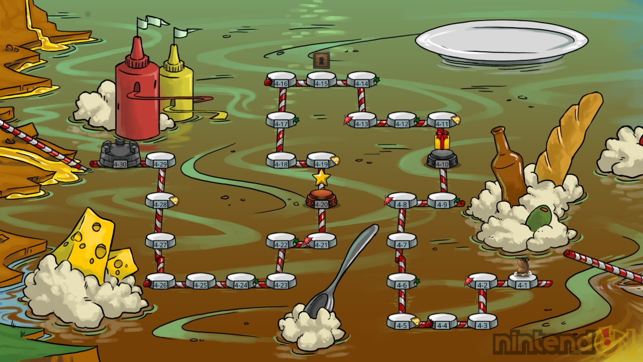 Ogni mondo ha trenta livelli, incluso una sfida testa a testa con il boss